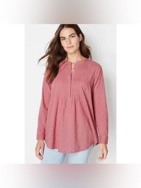 J. Jill Tunic Top Women’s 4X 100% Cotton Popover Mauve Pink Peasant Farmhouse